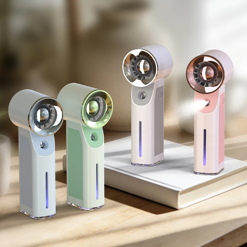 Lenovo Portable Handheld Turbo Fan with Ice Compress Cooling Spray Misting Function, 4000mAh USB Rechargeable Outdoor Fan