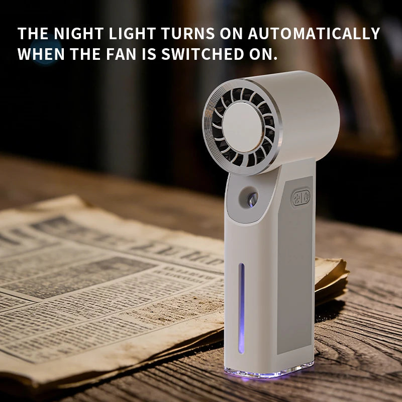 Lenovo Portable Handheld Turbo Fan with Ice Compress Cooling Spray Misting Function, 4000mAh USB Rechargeable Outdoor Fan
